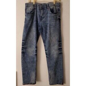 Projek Raw Acid Wash Slim Fit Straight Leg Denim Jeans Size 32 Dark Selvedge